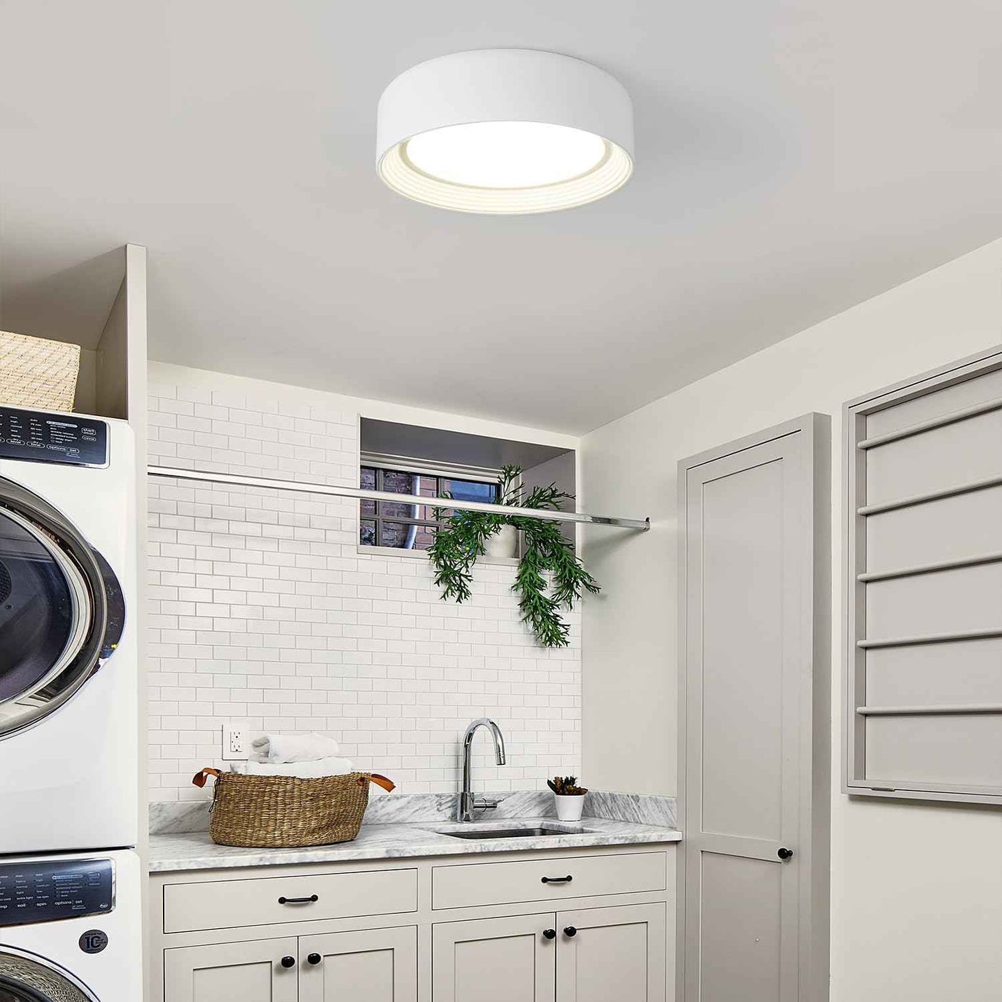 24W Dimmable LED Flush Mount Ceiling Light Fixture - 11.81" Modern 5CCT 3000K-6500K for Kitchen, Hallway & Laundry Room