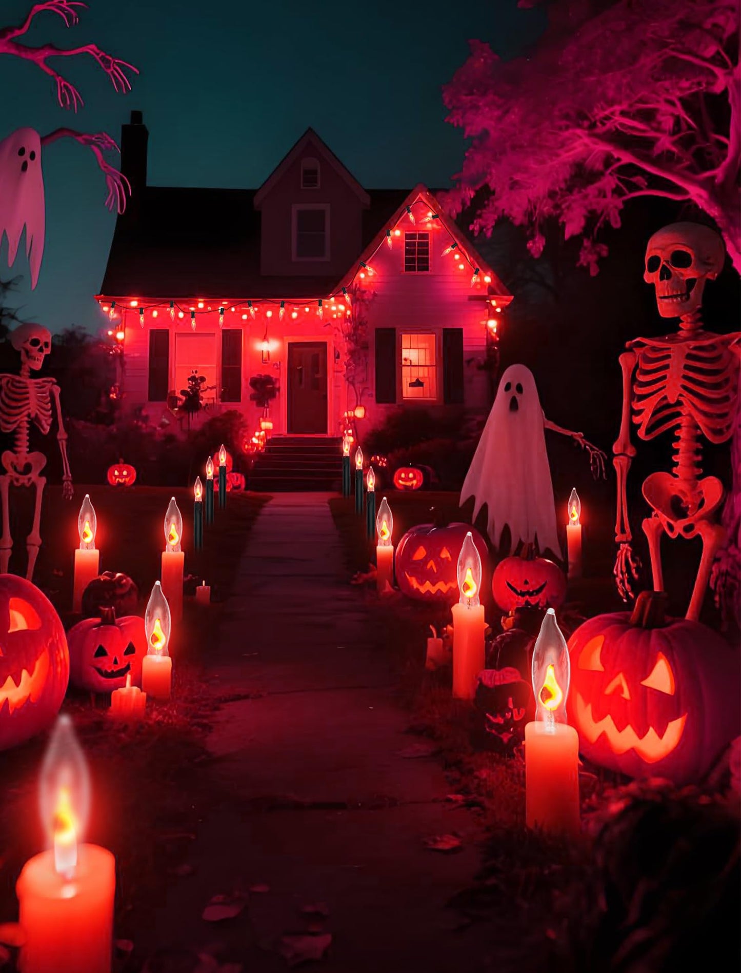 12 Pack E12 Halloween Clear Flicker Flame Light Bulbs, Flickering Night Light Replacement Bulbs, C18 Candle Bulb for Outdoor Halloween Christmas String Lights Electric Window Candle Chandeliers, 1W