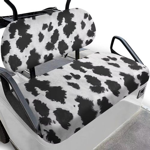Oramclsy 2 PCS Cow Golf Cart Seat Covers 4 Passenger Golf Cart Seat Covers All Weather Club Car Accessories Set Suitable for EZGO Club Car and More 2-Seat Golf Carts