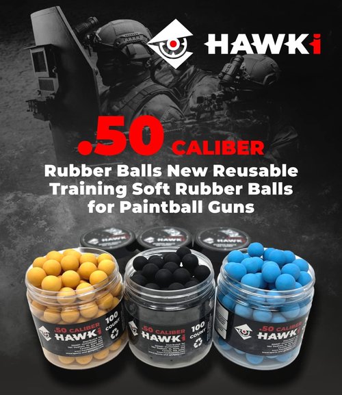 Hawki Rubber Balls - Reusable .50/.43 Cal Soft Training Balls for Paintball Guns | Less Lethal Option