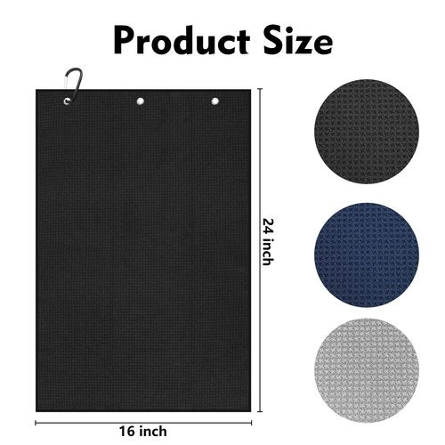 Yaozoon 3 Pack Large Golf Towel for Men Women Golf Bags,16X24 inch Microfiber Waffle Golf Club Cleaning Towels Rag(L)