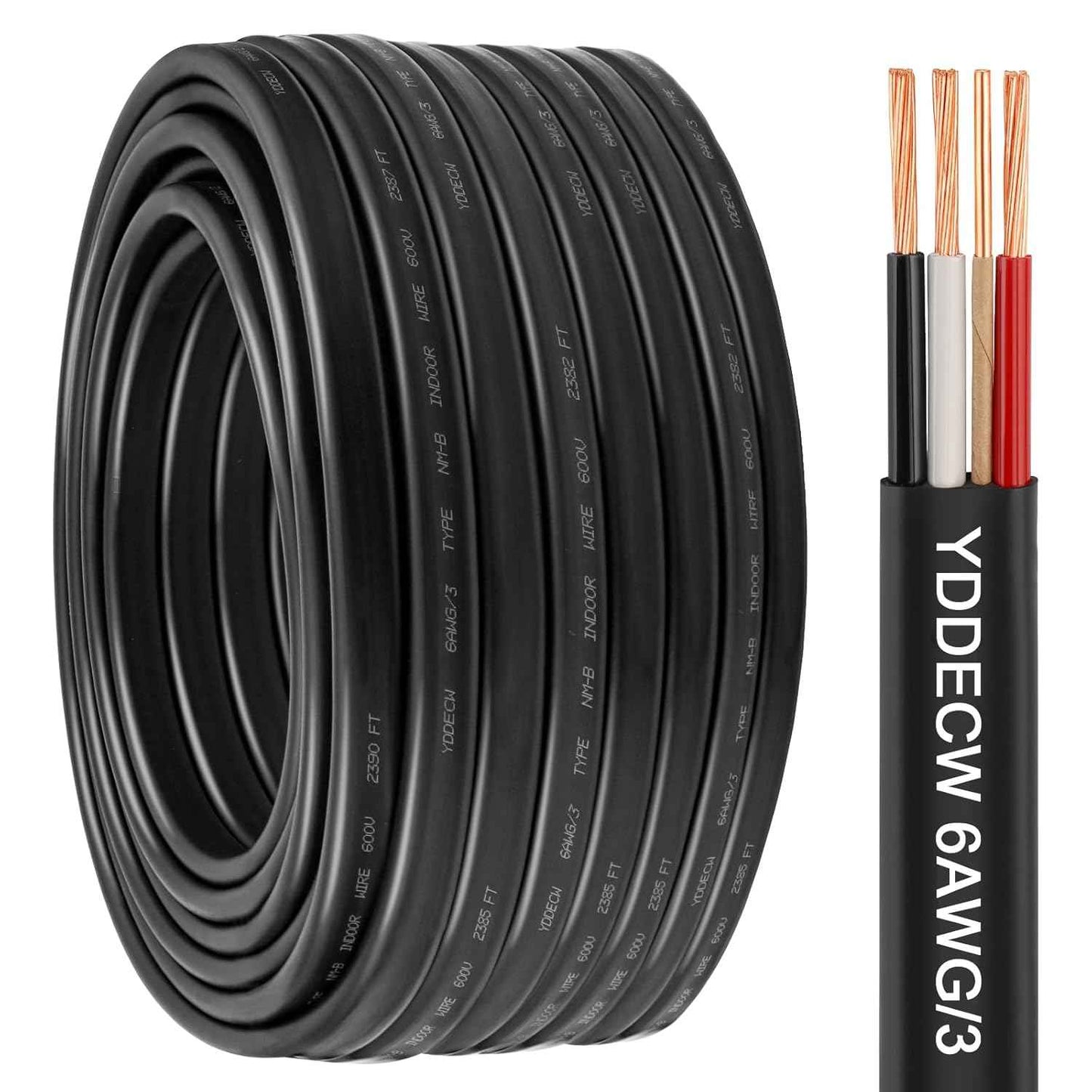 14 Gauge NM-B Wire with Ground - 50FT Pure Copper Indoor Electrical Cable for Outlets & Switches