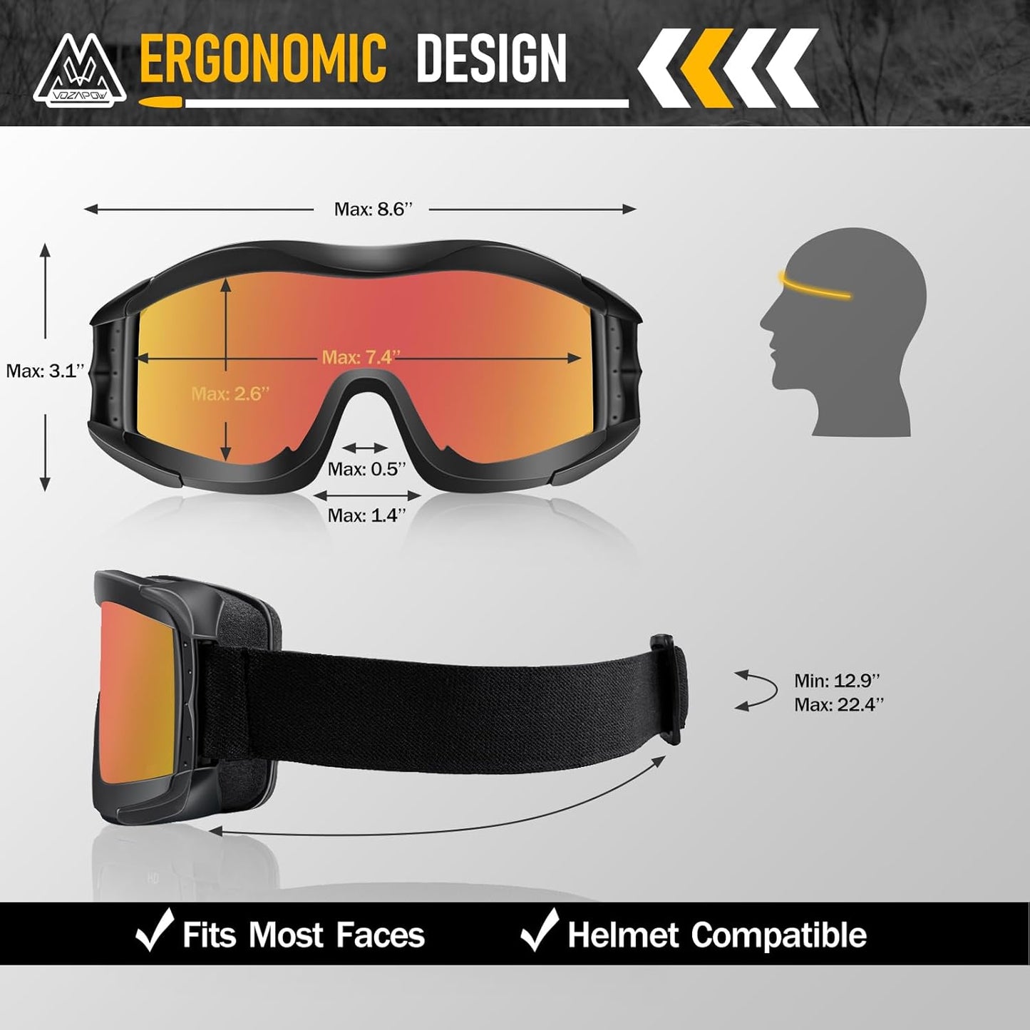 Skiennix Airsoft Goggles - Anti-Fog Safety Glasses | ANSI Z87.1 Certified Impact Resistance