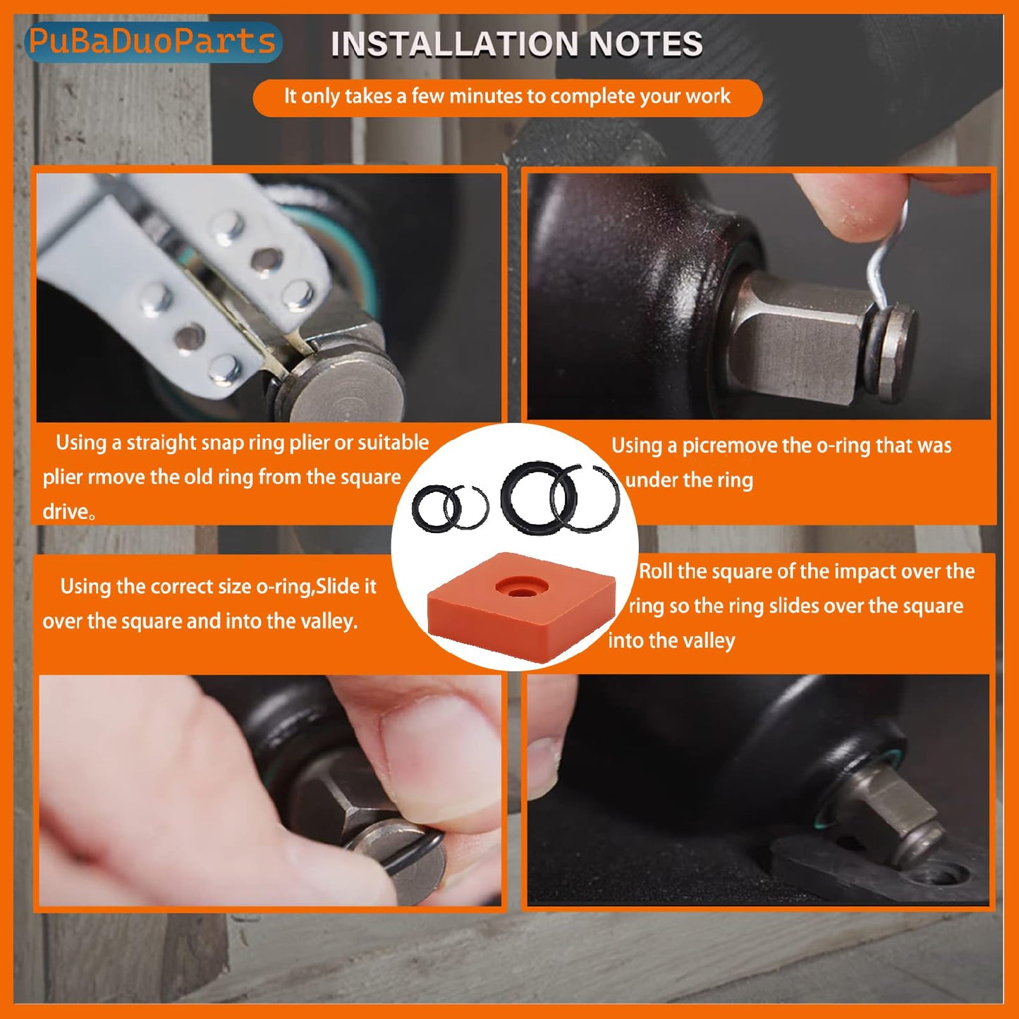 (10+10 Sets) 3/8" & 1/2" Impact Wrench Retainer Rings with O-Ring Kit Includes Retainer Ring Anvil Install Tool, Compatible with Milwaukee Electric/Pneumatic Impact Wrench