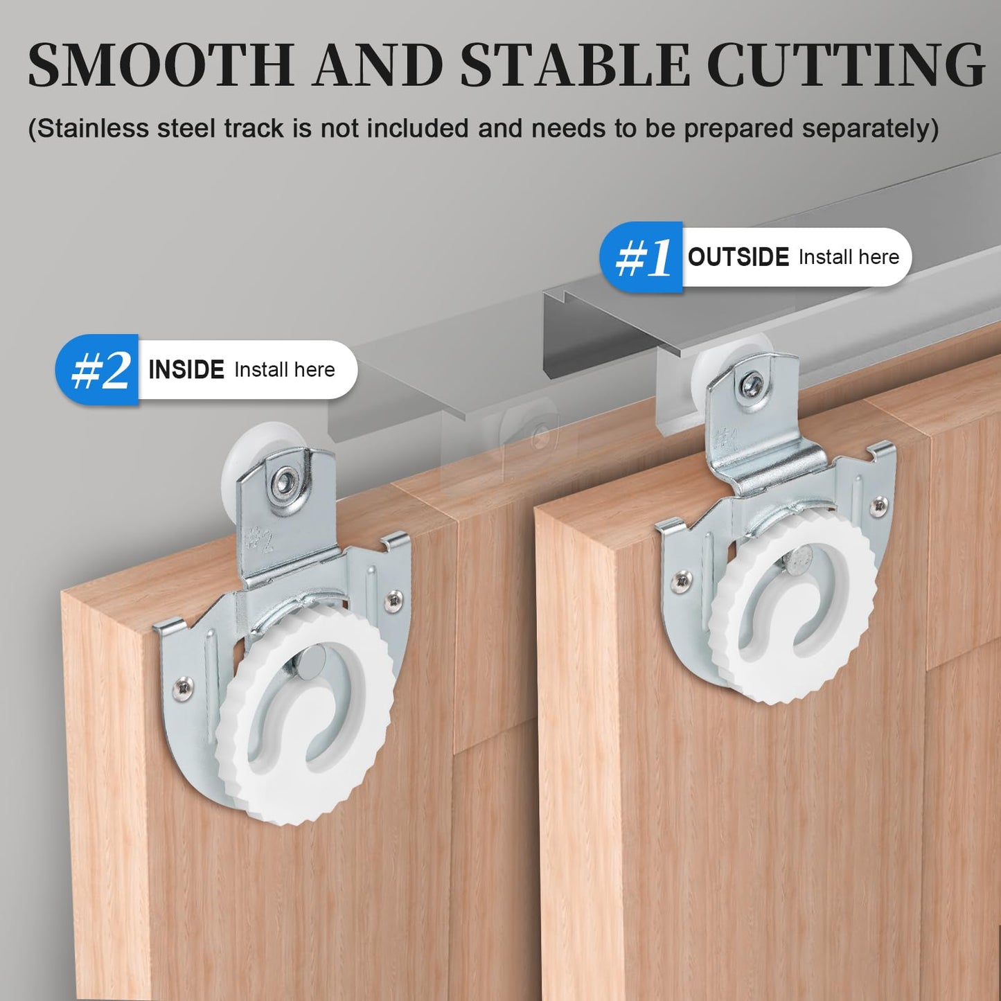 Sliding Closet Door Hardware Set, Sliding Wardrobe Door Hardware Roller Kit Includes Knob Adjustable Door Hooks and Screws