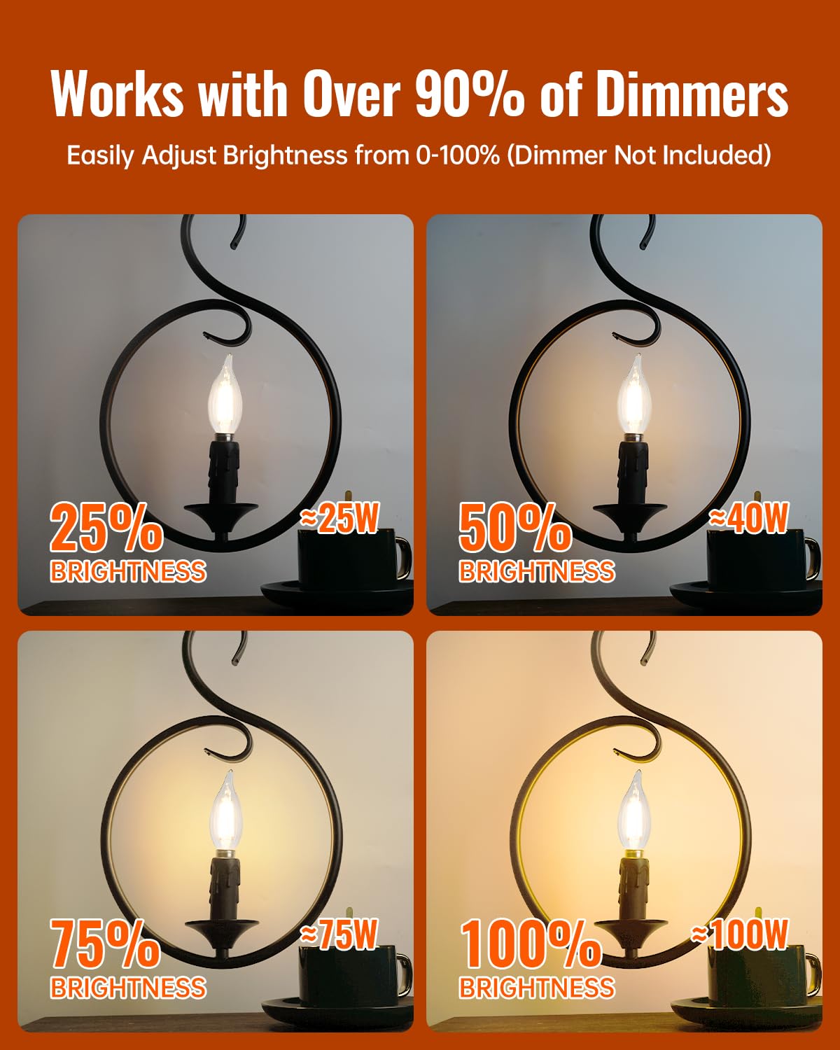 OMED E12 LED Candelabra Bulb 100 Watt Equivalent, 2700K Soft White, Dimmable LED Chandelier Light Bulbs, 7W 1000 Lumen Clear Candle Light Bulb for Living Room, Light Fixture, 6 Pack