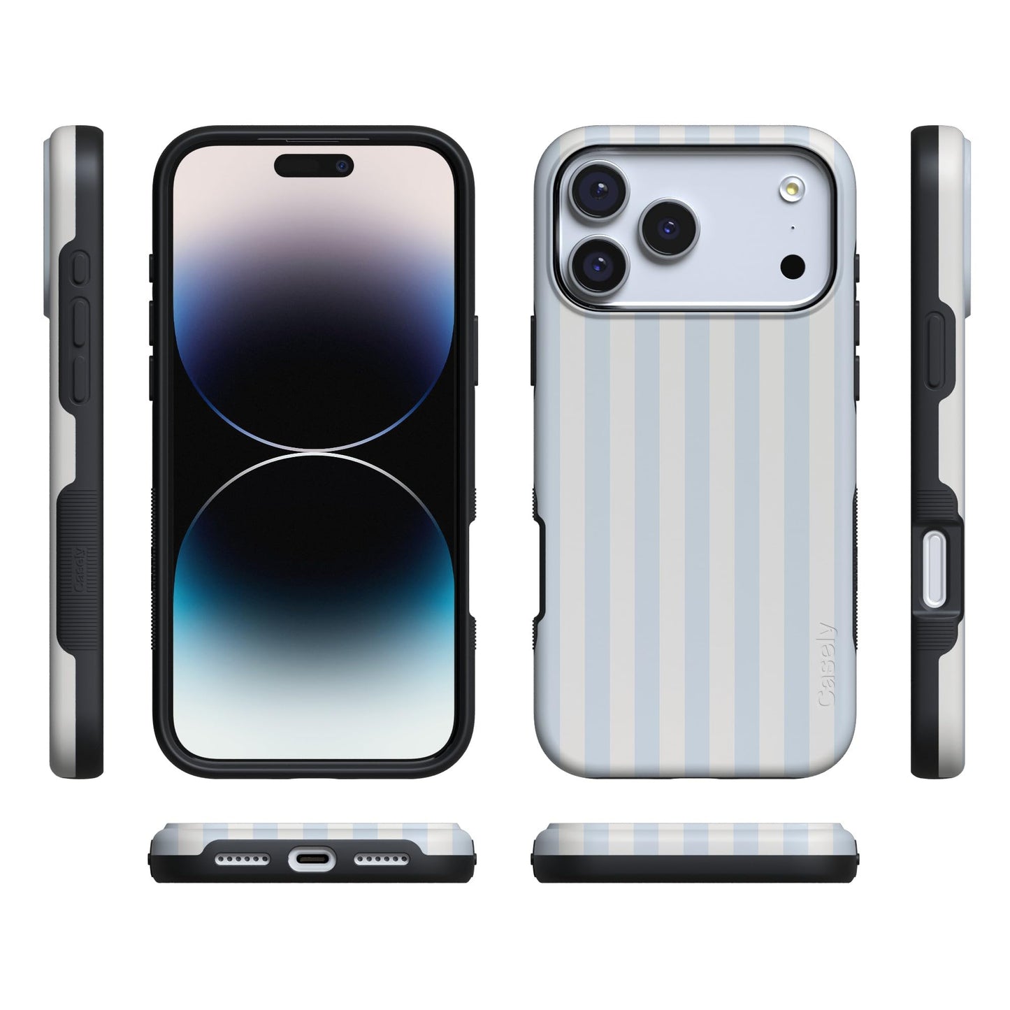 Casely iPhone 17 Pro Case | Blue Stripes | Sunday Best | Bold Protective Design | Compatible with MagSafe
