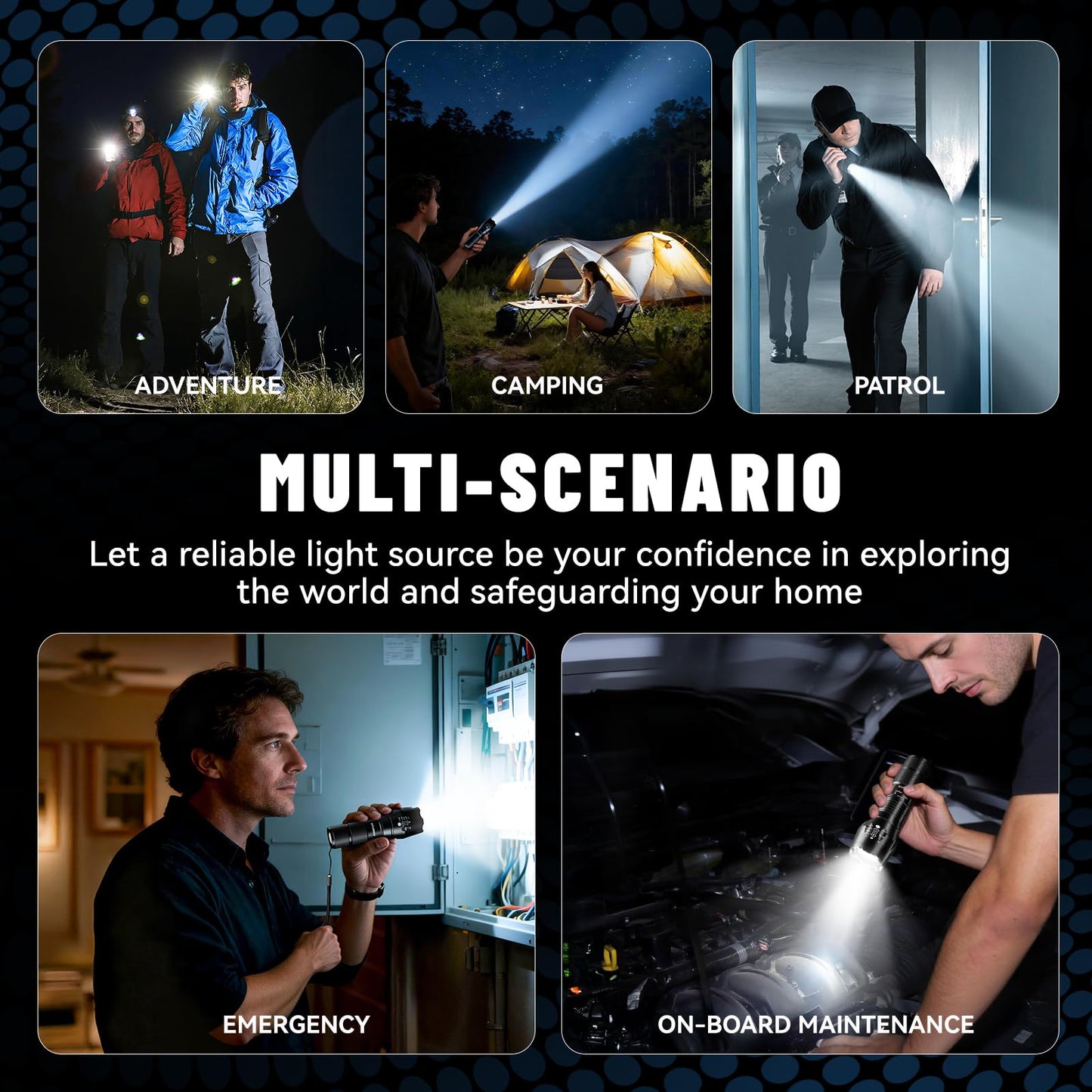 LED Flashlight High Lumens, 5 Modes Zoomable Waterproof Tactical Flashlight for Hiking, Camping Emergency, Fathers Day Dad Gifts, Cool Gadget Birthday Gifts for Husband, Dad, Men, Women, Him, 2 Pack