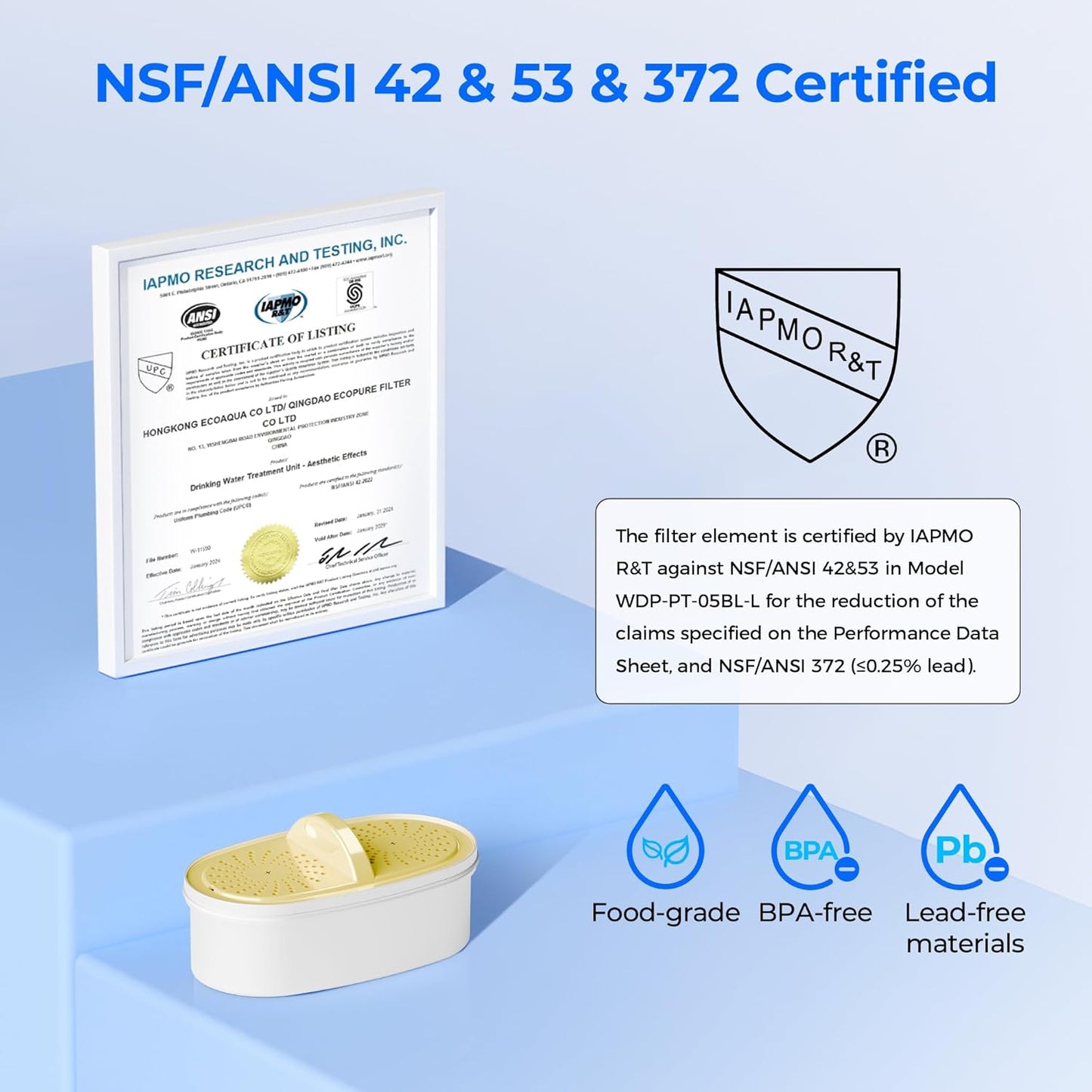 Waterdrop Replacement Filters 3-Pack - NSF Certified for PFAS, PFOA, Chlorine Removal