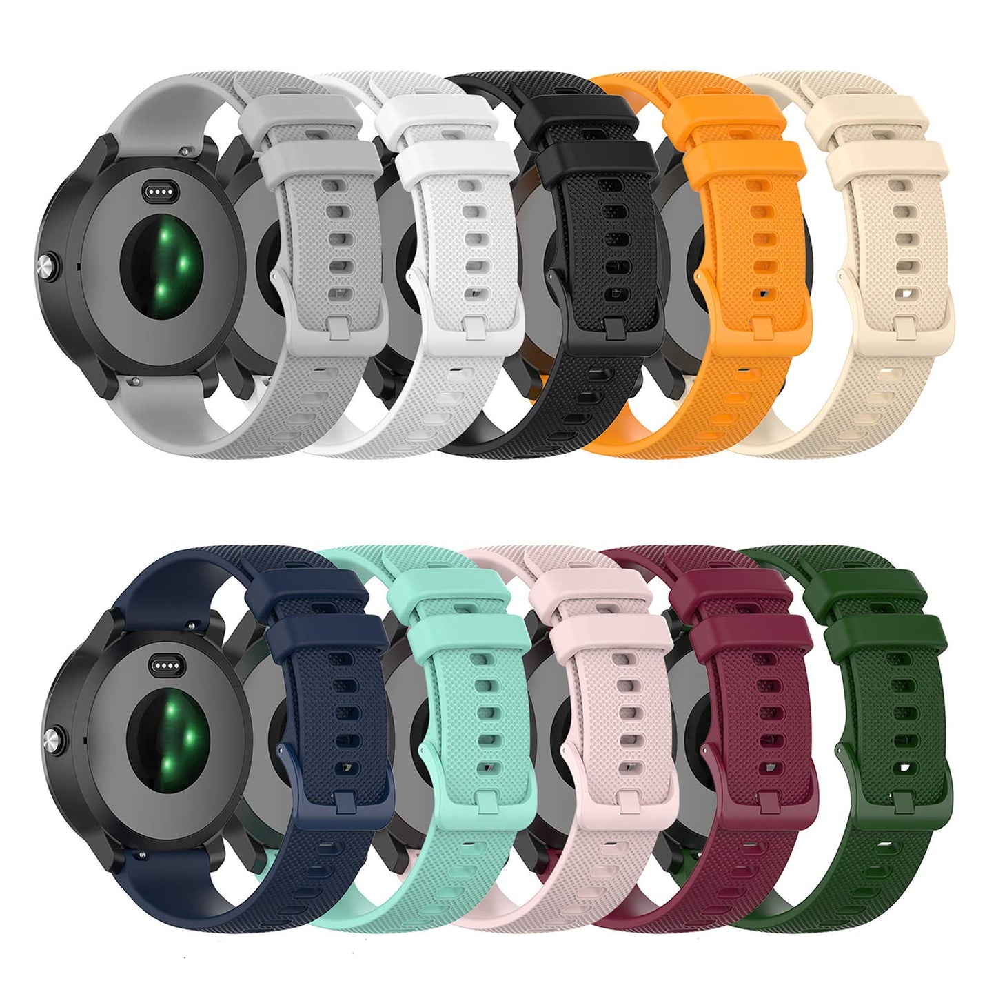 Silicone Wristband Replacement Sports Straps Bracelet Compatible with Garmin Venu, Vivomove3, Vivomove Luxe, Vivomove Style, Forerunner245 Music/645 Music (Five Colors)