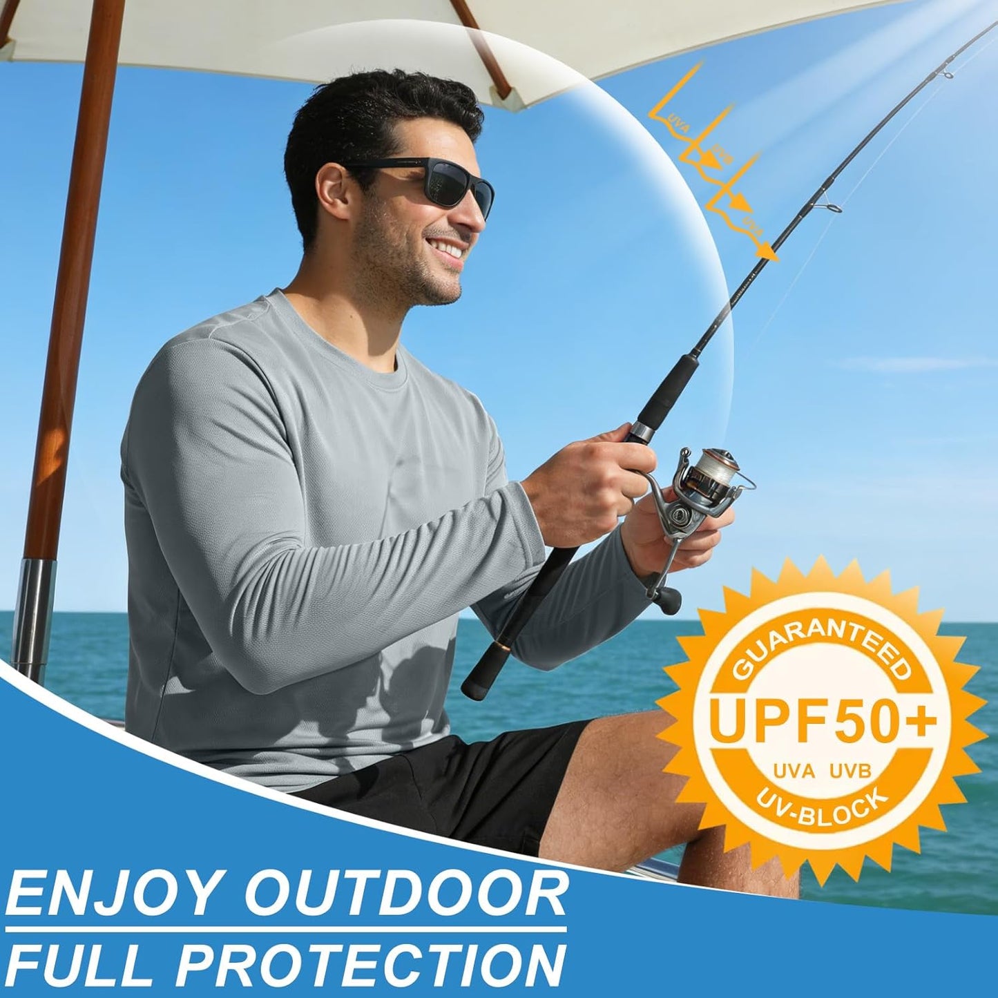 Skiennix Long Sleeve Rash Guard - Dri-Fit UV Cooling T-Shirt with UPF 50+ Sun Protection for Men