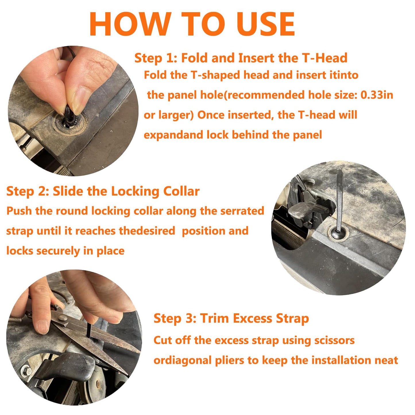 100Pcs Nylon Universal Cable Tie Buckle,New Multifunctional Cable Tie Buckle for Car Daily Repair,Plastic Rivet Zip Ties, Snap-Fit Ziptie Bumper Retainer Fender Liner Door Panel Fastener