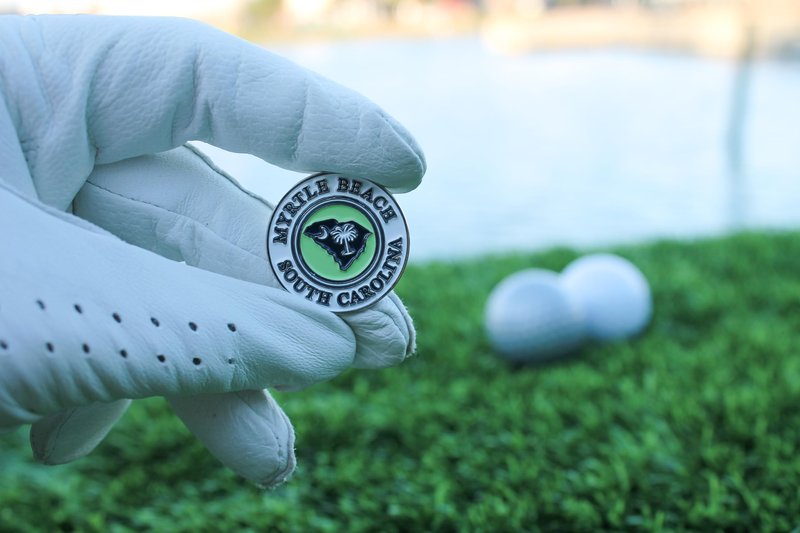 South Carolina Palmetto State, Myrtle Beach White Map Golf Ball Marker + Magnetic Hat Clip, Unique Golf Gift, The Perfect Gift for Your Favorite Golfer, Golf Accessories for Any Occasions