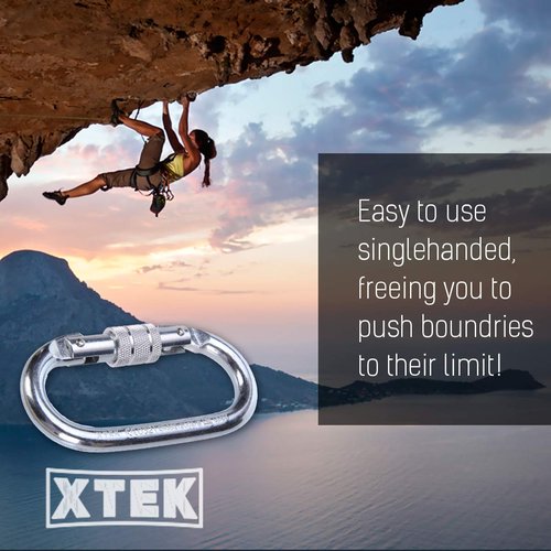 25kN Climbing Carabiner – 5620LB – Heavy Duty Twist Locking Carabiner Clip - Industrial Strength Large Steel Oval Caribeaner - Rock Climbing Caribeener Clips for Rigging, Ropes