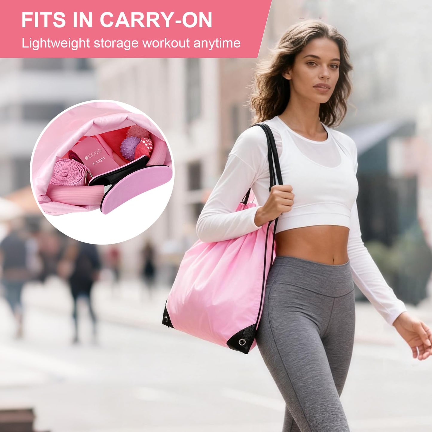 Pilates Ring and Ball Set for Women, Home Workout Pilates Kit, Magic Circle Hoop with 5 Resistance Bands, Pilates Equipment Fitness Essentials Starter Set Accessories (Pink)