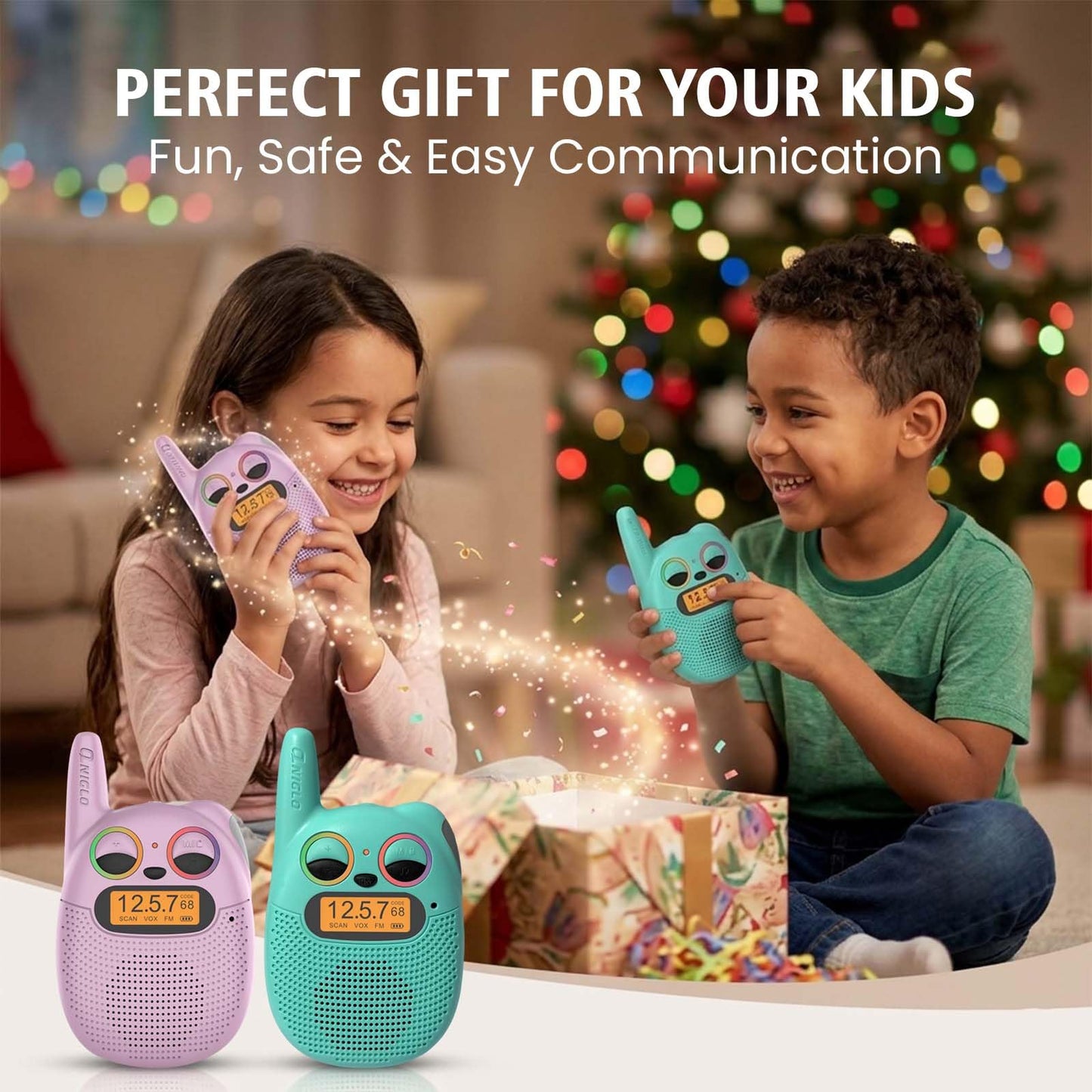 Qniglo Walkie Talkies for Kids, 3 Miles Long Range 22 Channels 2 Way Radio for Boys Girls Ages 3-12, Walkie Talkies for Outdoor Camping Hiking, Easter/Birthday Presents for 4 5 6 7 8 Year Old
