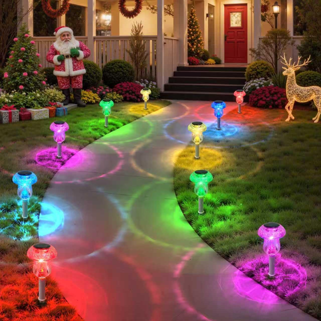 16 Pack Solar Powered Mushroom Lights - Waterproof LED Garden Pathway Lighting for Yard & Landscape Decor (Purple)