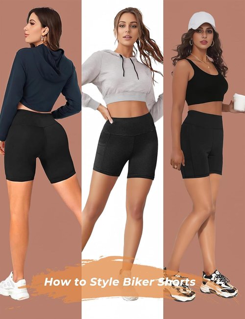 Buauty Biker Shorts for Women - High Waisted Tummy Control | 5"/8" Spandex Yoga & Gym Shorts with Pocket