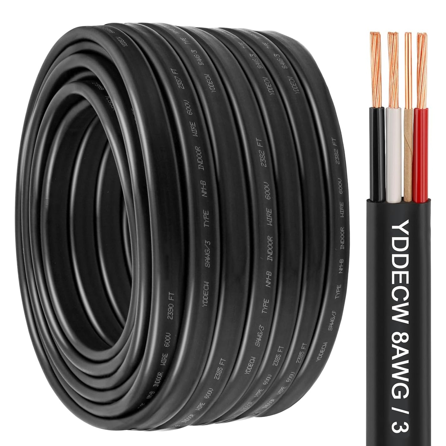 14 Gauge NM-B Wire with Ground - 50FT Pure Copper Indoor Electrical Cable for Outlets & Switches