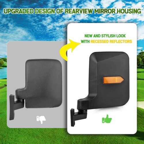 UNIGT Golf Cart Side Mirrors Compatible with Club Car EZ-GO Yamaha and Others No-Drilling Needed Universal Mount to 0.75"-1.0" Windshield Tube