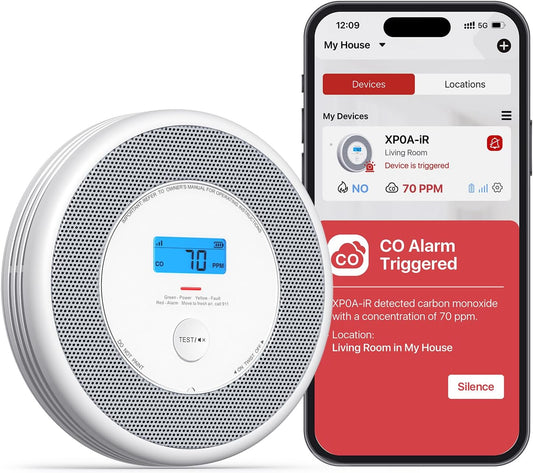 X-Sense Wi-Fi Smart Smoke & Carbon Monoxide Detector with Voice Alerts - Real-Time App Notifications, Model XP0A-iR