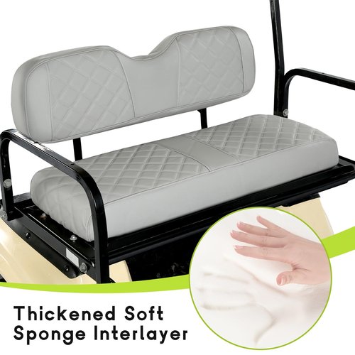 WEIMELL Universal Golf Cart Rear Seat Covers Vinyl Leather Back Seat Cover for Club Car EZGO Yamaha Aftermarket Ordinary Cushions No Nails Required Easy to Install & Clean Seat Cover Gray
