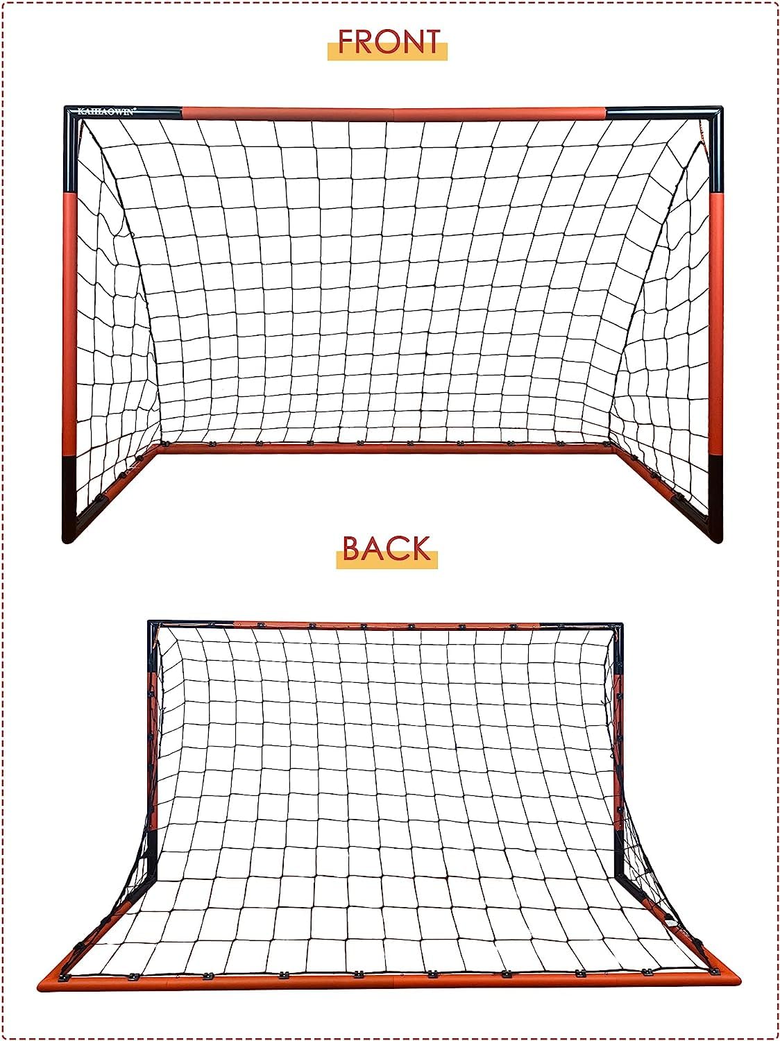 Soccer Goal 6'x4'|3'x2.5'|8'x6'-KAIHAOWIN Steel Frame Goal All Weather Soccer Net-Quick Assembly Training Sports Soccer Goals for Backyard Indoor Outdoor-Heavy Duty Metal Soccer Goals (6'x4')