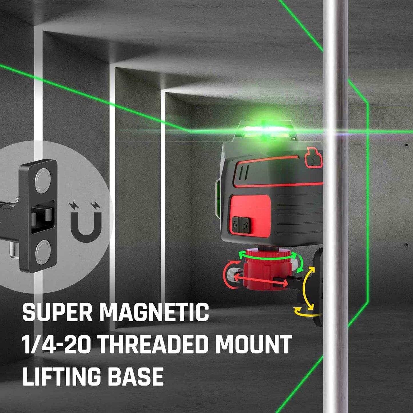Green Laser Level with Tripod - 100ft Self-Leveling Cross Line, IP54 Waterproof, 4 Brightness Modes & Carrying Bag
