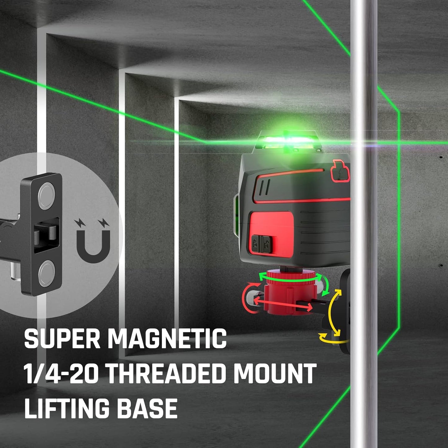 100ft Green Cross Line Laser Level with Tripod - Self-Leveling, 4 Brightness Modes, IP54 Waterproof & Carrying Bag