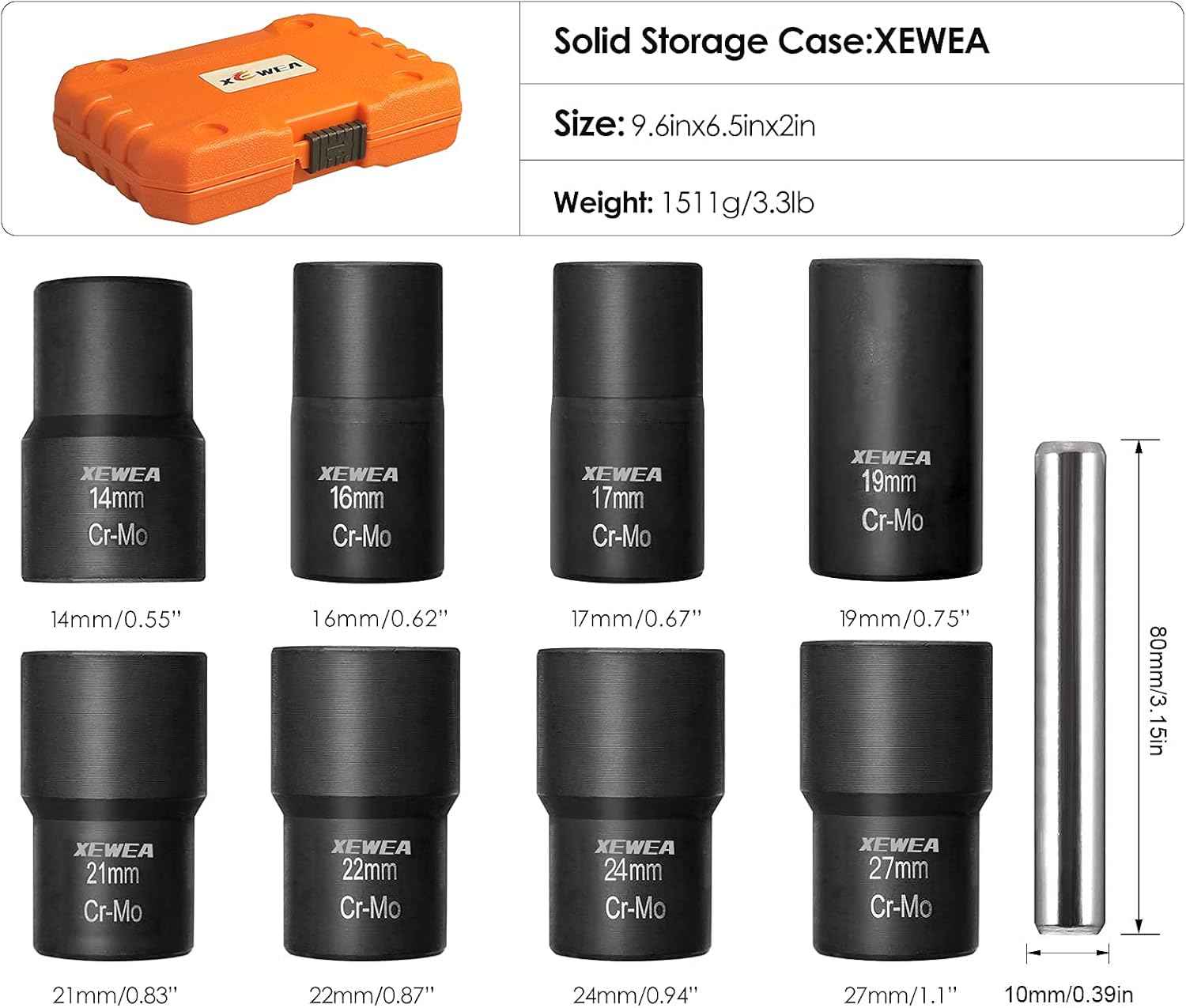 15PCS Lug Nut Removal Tool Set - Easy Out Twist Socket Extractor for Damaged & Rusted Bolts