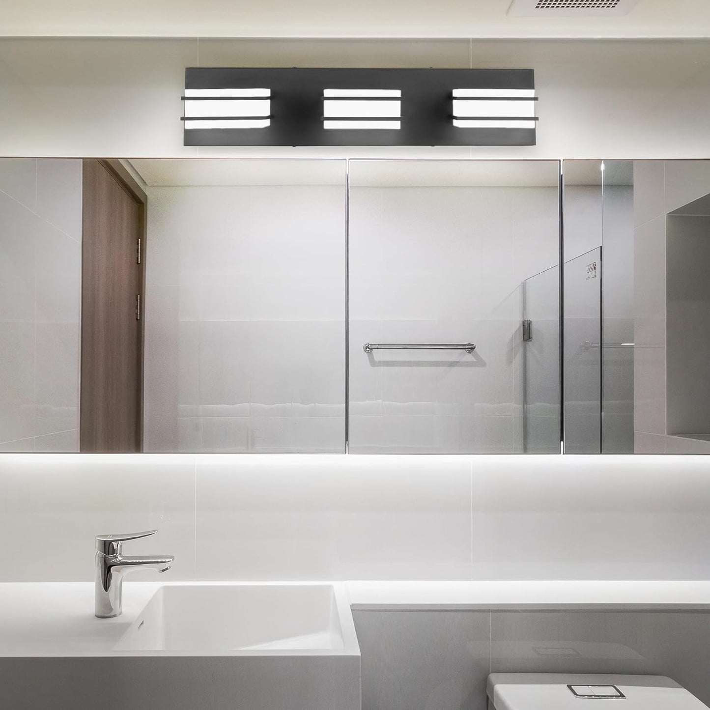 LED Chrome 3-Light Dimmable Bathroom Vanity Light Fixture - Modern Acrylic & Stainless Steel Over Mirror Lighting