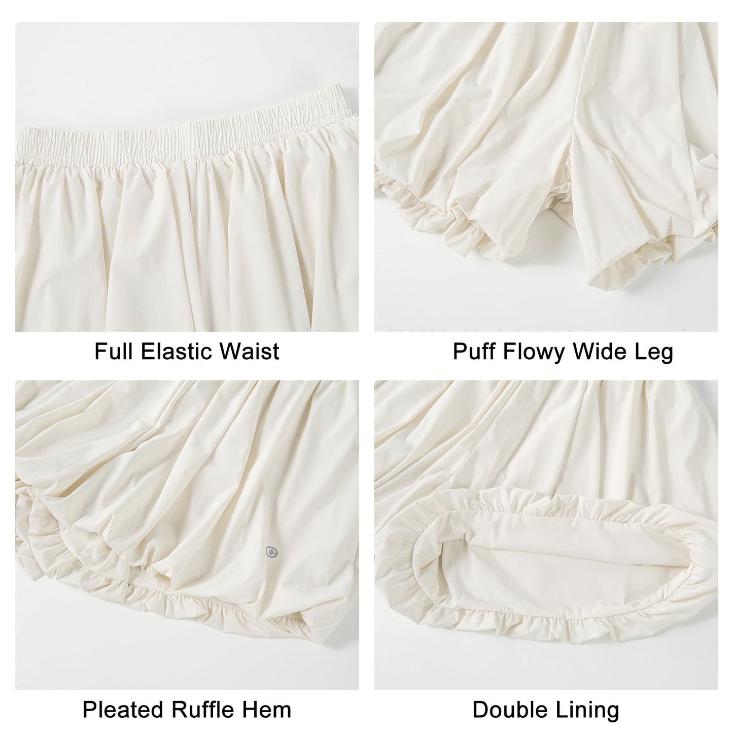 Rolanko Girls Flowy Bloomer Shorts Elastic Waist Puff Balloon Bubble Shorts for Kids Rinning Sports Beach Dancing Summer(Beige,10-11Y)