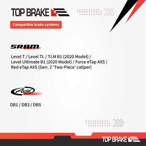 TOP BRAKE Disc Electric Road Bike Brake Pads for SRAM Level Ultimate/Force,RED AXS and XC MTB Brake Set | E-Bikes, E-Road, E-Gravel | E-Bike Compound,Long Lasting, Premium E+ Version, Gold