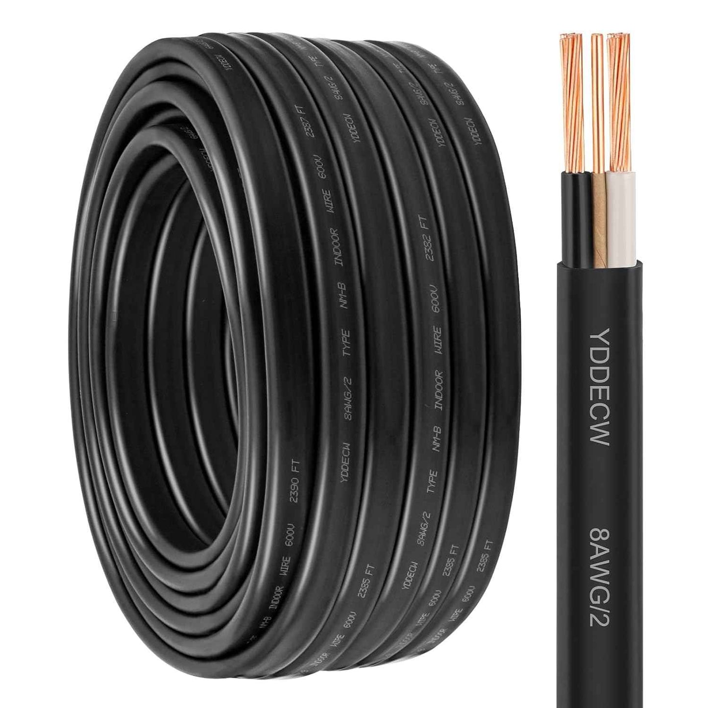 14 Gauge NM-B Wire with Ground - 50FT Pure Copper Indoor Electrical Cable for Outlets & Switches