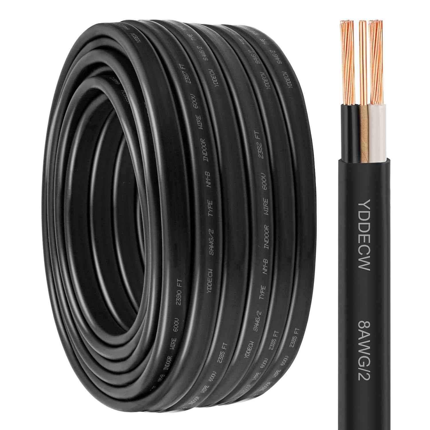 14 Gauge NM-B Wire with Ground - 50FT Pure Copper Indoor Electrical Cable for Outlets & Switches