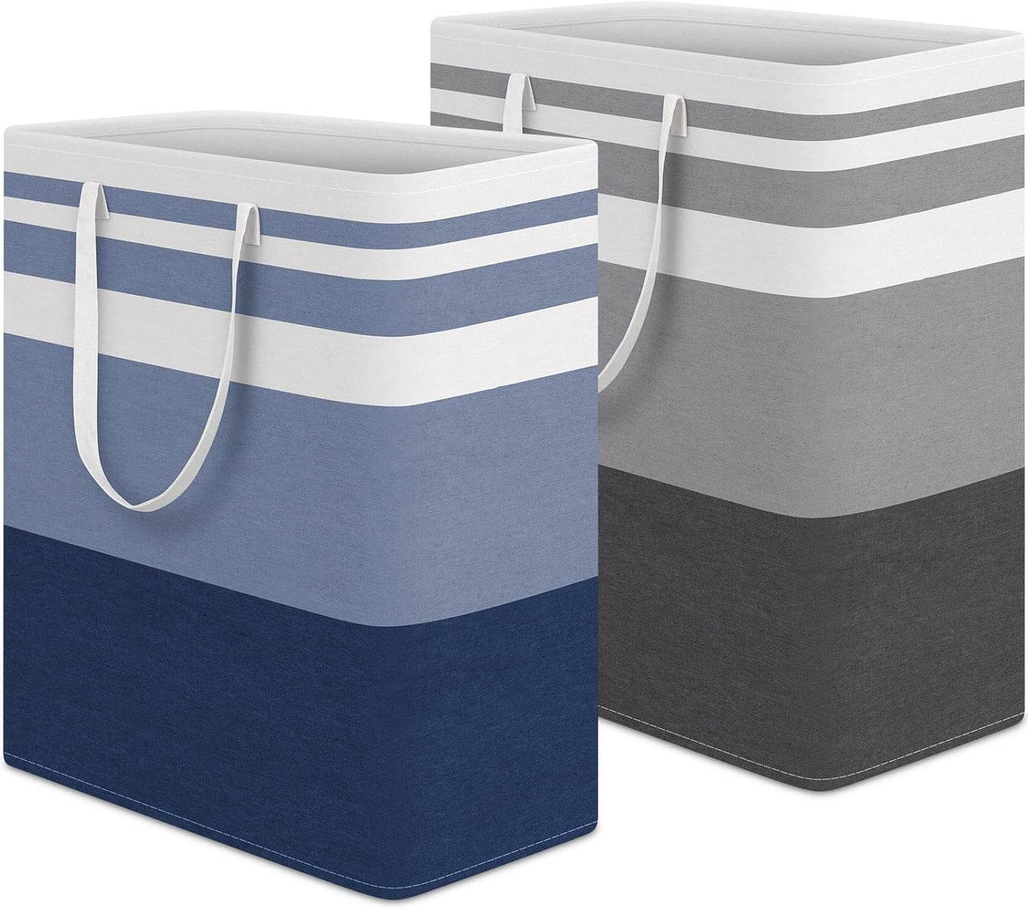 Waterproof 100L Laundry Basket Set - Collapsible Freestanding Hamper with Extended Handles - 2-Pack Gradient Grey for Clothes & Toys