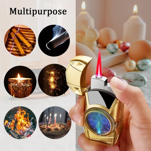 Torch Lighter, Cool Sports Car Lighter - Premium Metal Windproof Adjustable Red Flame, Refillable Butane Gas Lighter for Outdoor Indoor (Without Butane), Ideal Gift for Men & Women-Black