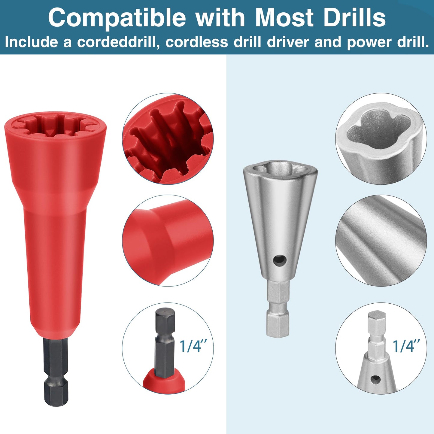 Wire Nut Twister,Wire Twisting Tool,Wire Nut Twiter for Drill,Spin Twist Wire Connector Socket,Wire Connector Driver with 1/4" Chuck,Wire Stripping and Twisting Tool(Wire Nut Twister Red)