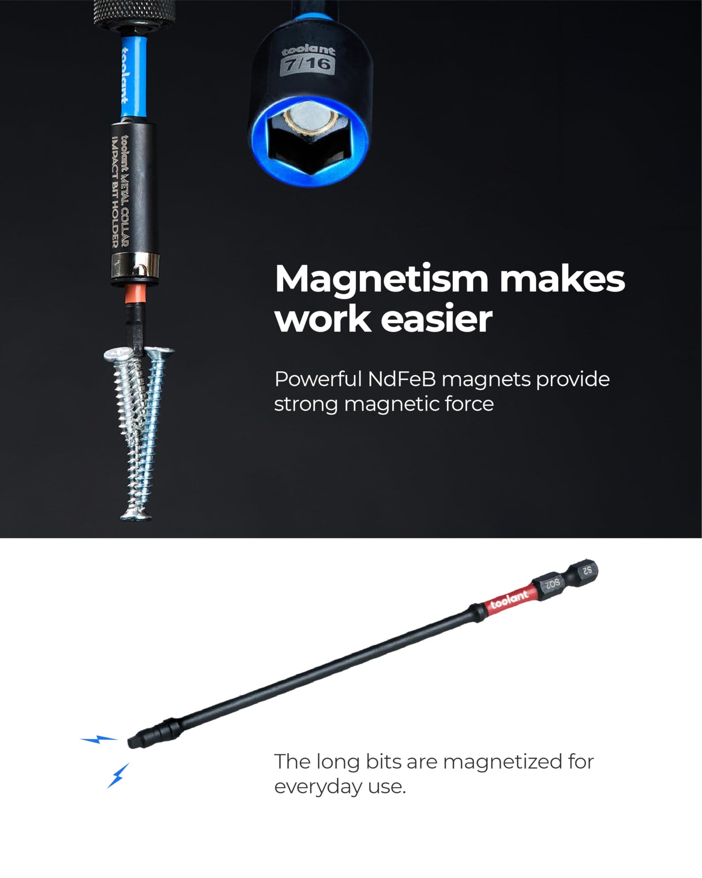 toolant Impact Driver Bit Set,52-Piece S2 Steel Screwdriver Bit Set,Hex,Torx,Phillips,Slotted,Square Bits and Nut Driver with Case