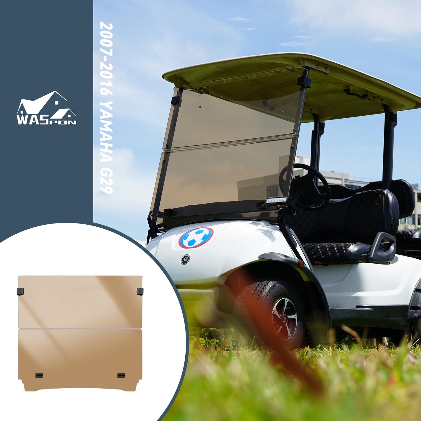 Golf Cart Windshield For Yamaha G29/Drive 2007-2016, 3/16" (5MM) Thicken Foldable, Tinted UV Protection and Impact Resistant Acrylic - Tinted