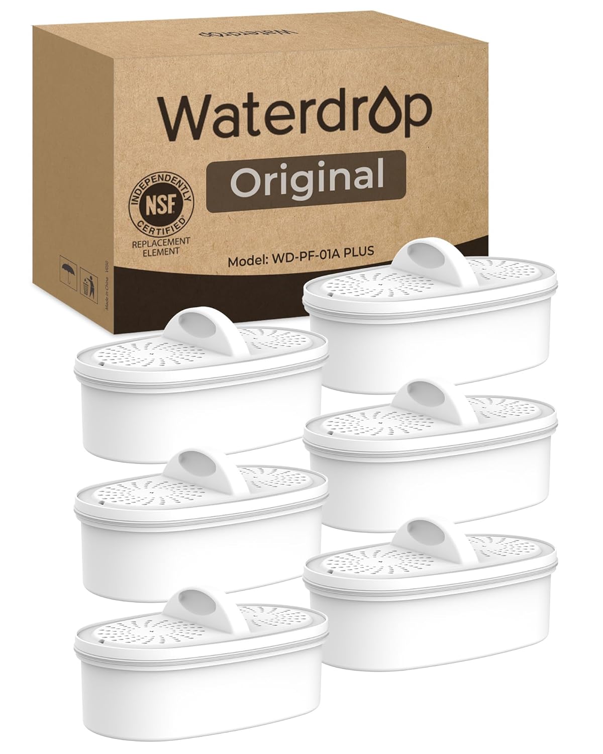 Waterdrop WD-PF-01A Plus Replacement Filters - 4-Pack for Pitcher, Reduces PFAS & Chlorine, Lasts 3 Months