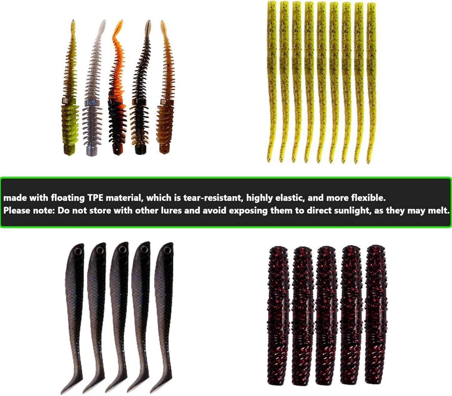 FONMANG 75Pcs Fishing Lures,Soft Plastic Bait Worms,Craws,Paddle Tail Swimbait,Grubs,jeakbait,Ned Rig Bait,Fishing Lure Kit for Bass, Trout, Walleye Freshwater & Saltwater