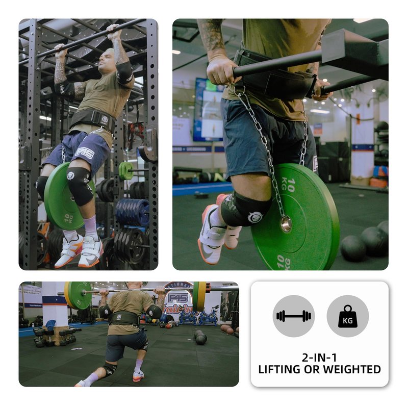 2-in-1 Weightlifting Belt & Dip Belt with Chain for Added Weight Training,Weightlifting, Squats, Deadlifts,Powerlifting for Men & Women(Large)