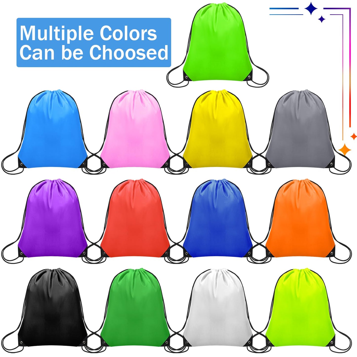 Grneric 4Pcs Drawstring Bags Bulk, Drawstring Backpack Polyester String Bag Cinch Bag for Gym Yoga Sports Party Short Trip (Black&White)