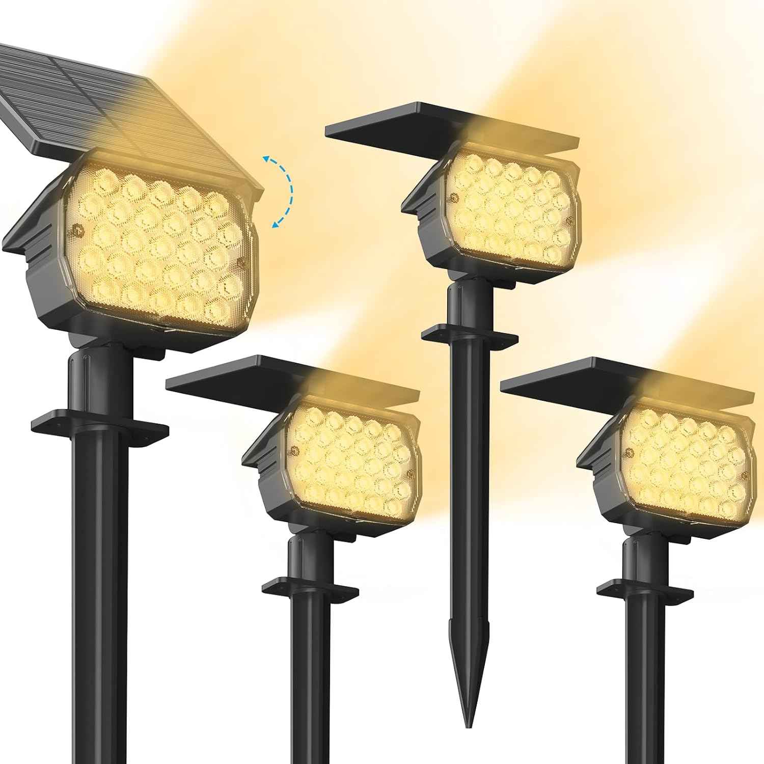 VOLISUN 8-Pack Solar Landscape Spotlights - IP67 Waterproof Uplights for Garden & Pathway, 27 LED Warm White, 3 Lighting Modes