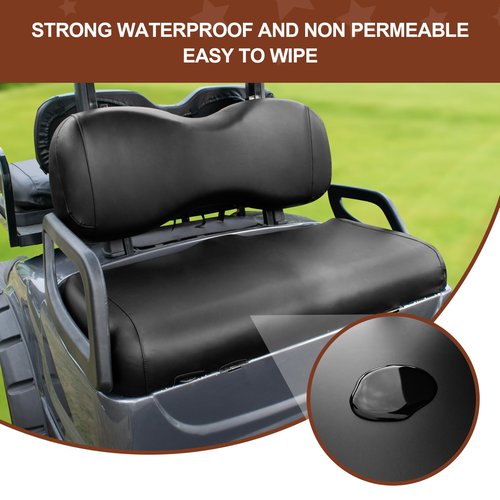 NOKINS Golf Cart Seat Covers Leather Front Seat Cover Fit Yamaha Drive&Drive 2,Smooth and Simple Style,No Stapler,Golf Cart Vinyl Waterproof Replacement Seat Cover, Black