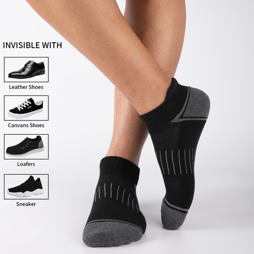 Heatuff 12 Pairs Men's Ankle Running Socks Cushioned Low Cut Athletic Sports Casual Tab Socks
