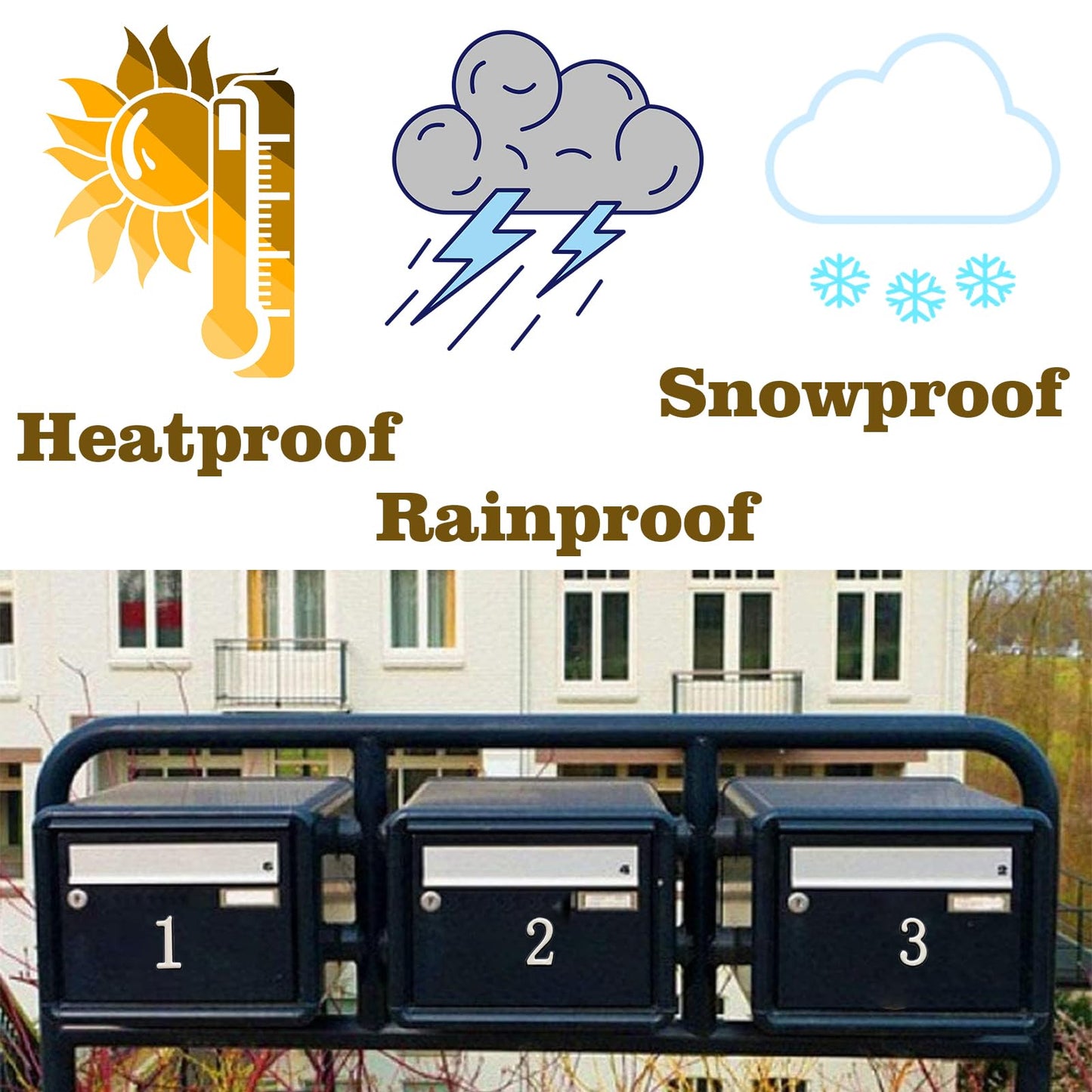 Mailbox Numbers for Outside, MONNCHA House Numbers for Mailbox 3D Self Adhesive mailbox Numbers 2 Inch Door Address Numbers Stickers for Mailbox, Apartment, House, Trash Bins - Silver