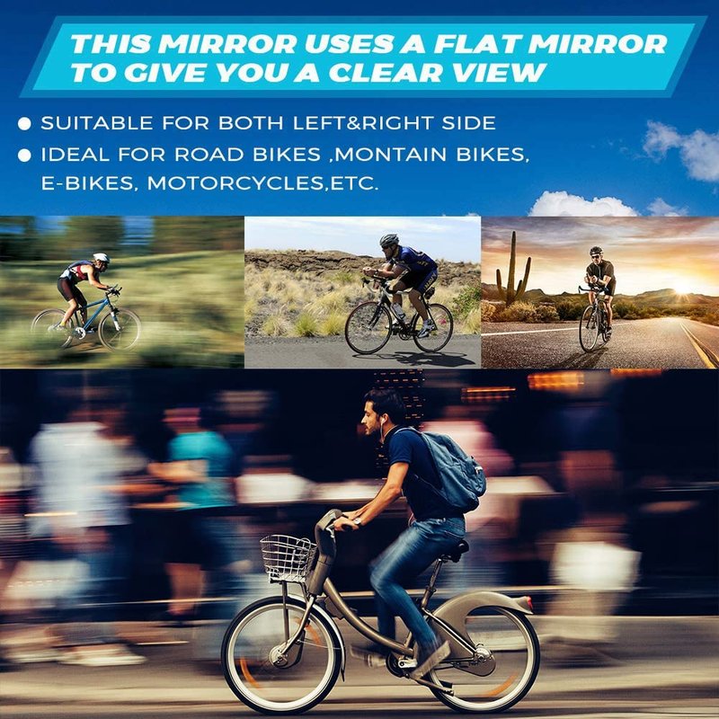 Bike Mirror, Rotatable and Adjustable, 2 Pieces Bike Mirror 360 Degree Adjustable Rotatable Handlebar Mirror, Universal for Bike Bicycle, Safe Rearview Mirror for Mountain Road Bike