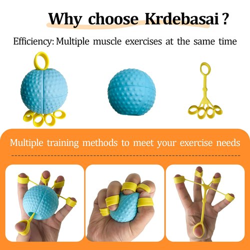 Hand Exercise Ball Squeeze Balls for Hand Therapy Finger Extension Exerciser Finger and Wrist Strengthener, Hand Grip Strengthener for Elderly, Weak Hand, Arthritis, Stroke, Carpal Tunnel(Blue -10LB)